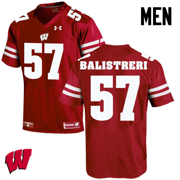 Men Winsconsin Badgers #57 Michael Balistreri College Football Jerseys-Red - Click Image to Close